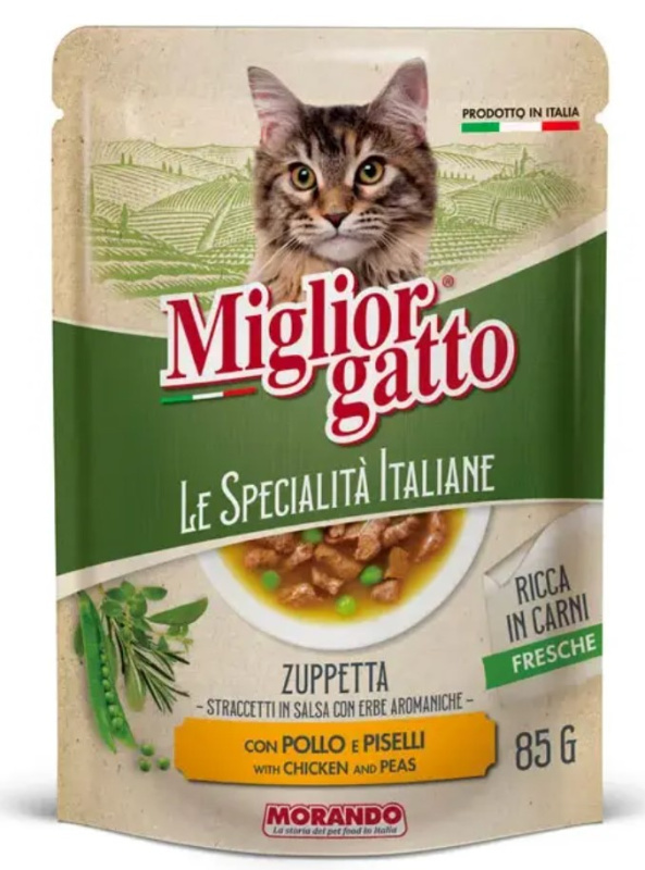 Влажный корм для кошек Miglior Gatto Le Specialità Italiane Adult Cat (курица, горох)