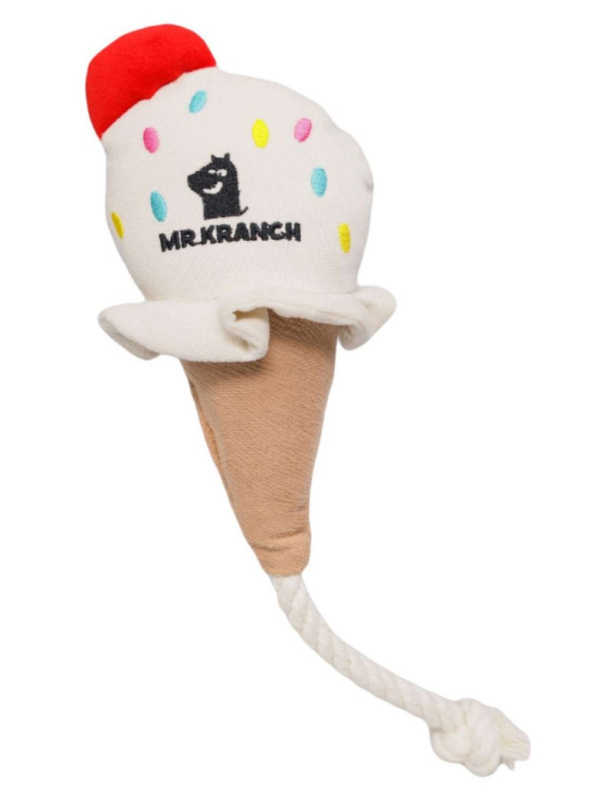 Игрушка Mr.Kranch для собак мелких и средних пород Мороженое с канатом (бежевое)