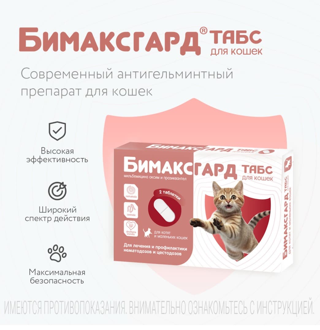 Антигельминтный препарат Бимаксгард ТАБС для котят и кошек мелких пород