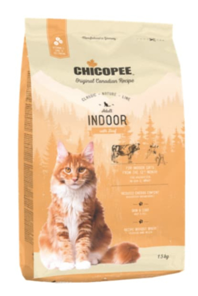 Сухой корм для кошек Chicopee CNL INDOOR (говядина) корм для малоактивных кошек склонных к набору веса