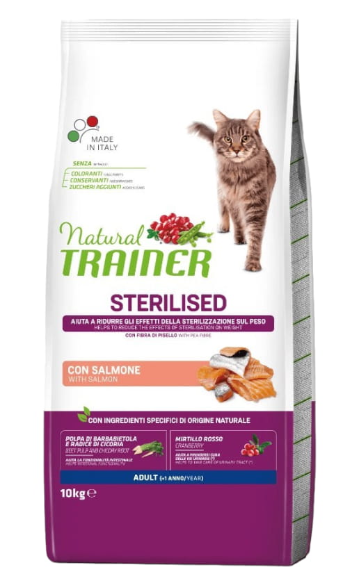 Еда для стерилизованных кошек Trainer Natural Adult Sterilised (лосось)