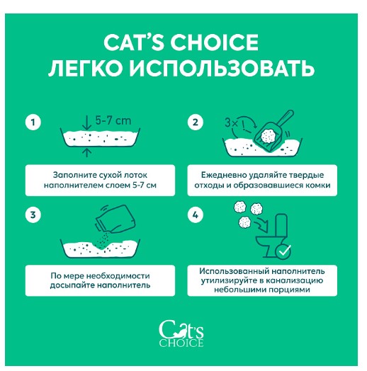 Наполнитель растительный комкующийся тофу Cat's choice (зеленый чай)
