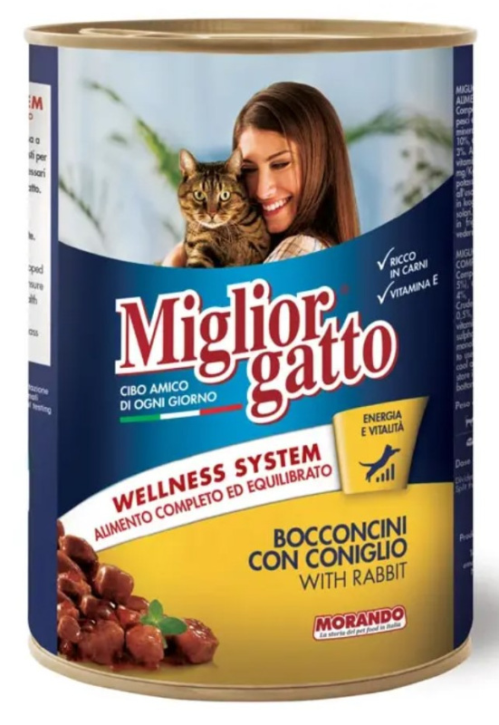 Консервы для кошек Miglior Gatto Adult Cat кусочки в соусе (кролик)