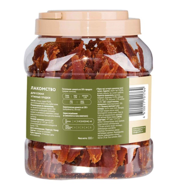 Лакомство Мнямс для собак утиные грудки в банке