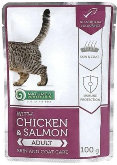 Влажный корм для кошек Nature's Protection Skin & Coat Care здоровье кожи и шерсти (курица, лосось)