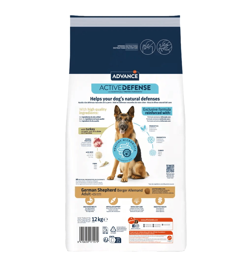 Еда для немецких овчарок Сухой корм для немецкой овчарки Advance German Sheperd (индейка)