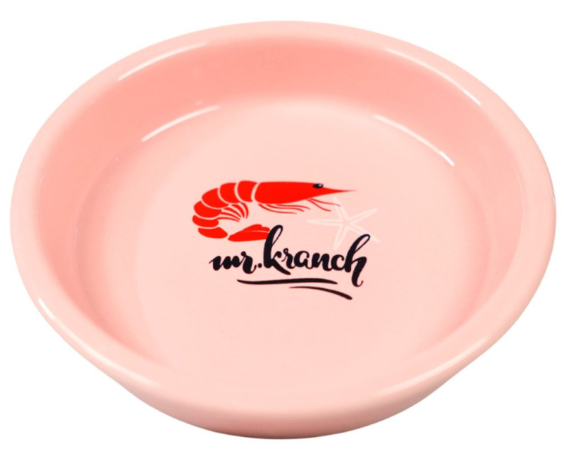 Миска для кошек Mr.Kranch керамическая Креветочка розовая