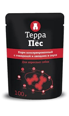 Влажный корм для собак Терра Пёс (говядина и овощами в соусе)