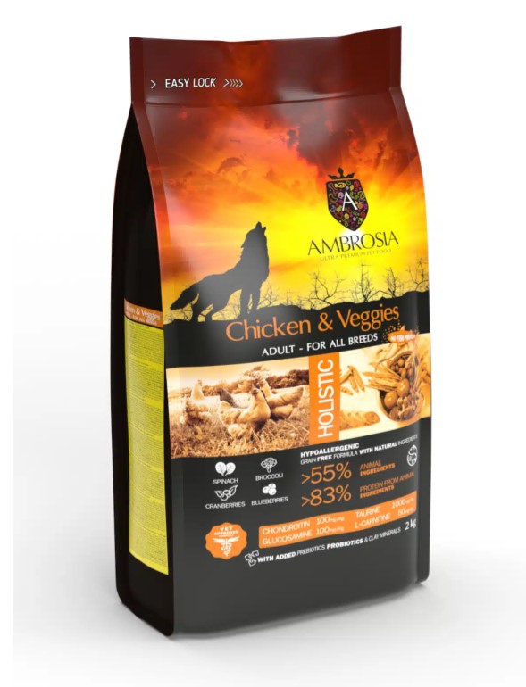 Каталог Сухой корм для собак Ambrosia GF Dog Adult All Breed Chicken & Veggies (курица, овощи) для собак