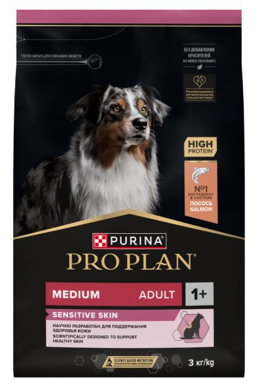 Сухой корм для собак средних пород Pro Plan Sensitive Skin Medium Adult (лосось)