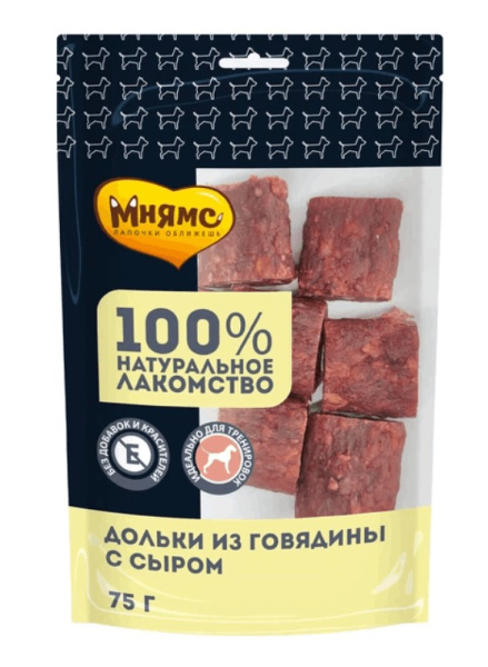Лакомство Мнямс для собак Дольки из говядины с сыром