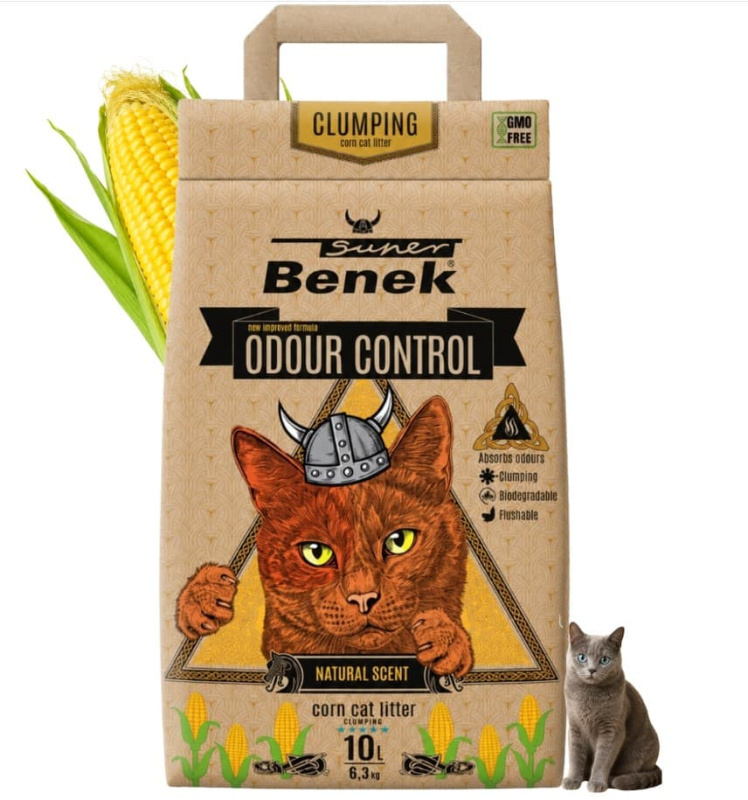 Кукурузный наполнитель Super Benek Corn Cat Натуральный "Контроль запаха"