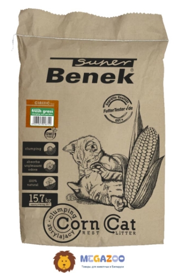наполнитель для туалета кота Super Benek Corn Cat (Свежая трава)