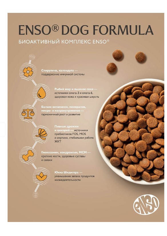 Сухой корм для щенков Enso Dog Formula Perfect start Puppy Medium/Maxi (утка, яблоки)