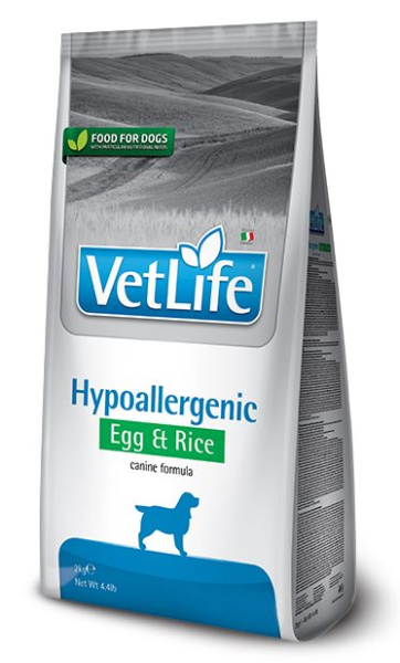 Диетический корм при пищевой непереносимости Сухой корм для собак Farmina Vet Life Dog Hypoallergenic Egg & Rice