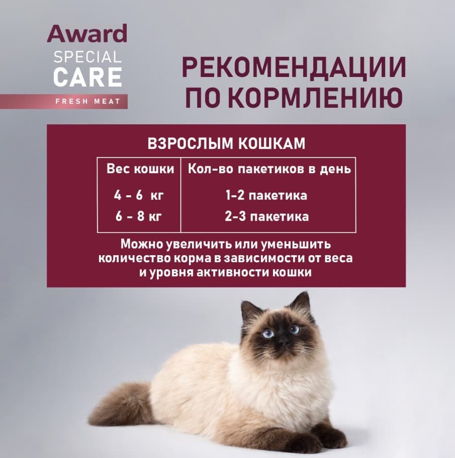 Влажный дополнительный корм для кошек AWARD SPECIAL CARE Sensitive Skin&Coat курица, лосось