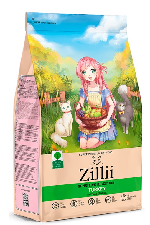 Сухой корм для кошек ZILLII Sensitive Digestion Adult Cat (индейка)
