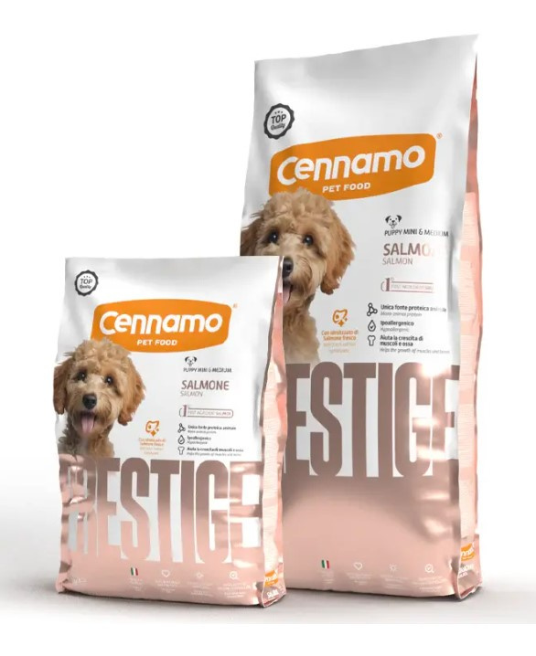 Каталог Сухой корм для щенков средних и мелких пород Cennamo Prestige PRD Puppy Mini/Medium (лосось) для собак