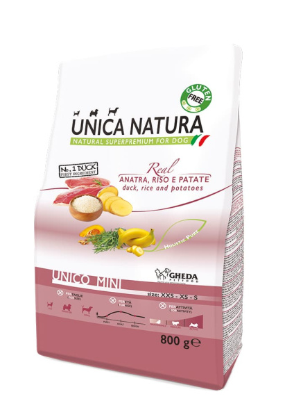 Питание для собак Сухой корм для собак Unica Natura Unico Mini (Утка, рис и картофель)