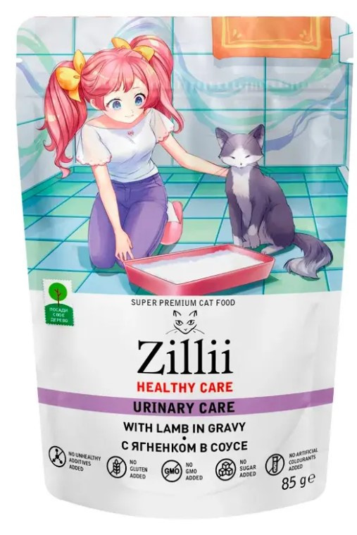 Влажный корм для кошек ZILLII HEALTHY CARE Urinary Care Adult Cat в соусе (ягненок)