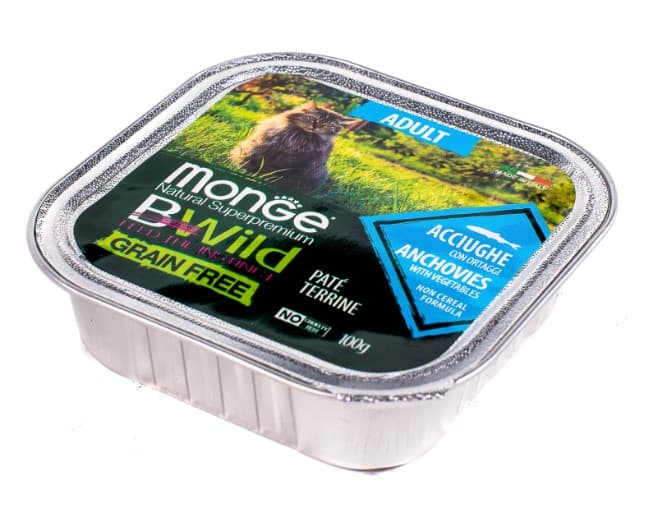 Влажное питание для кошек Monge Cat BWild Grain Free Anchovies (анчоус, овощи)