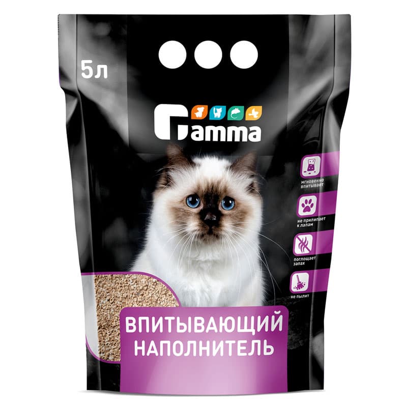 Наполнитель Gamma впитывающий 5 л для кошек 