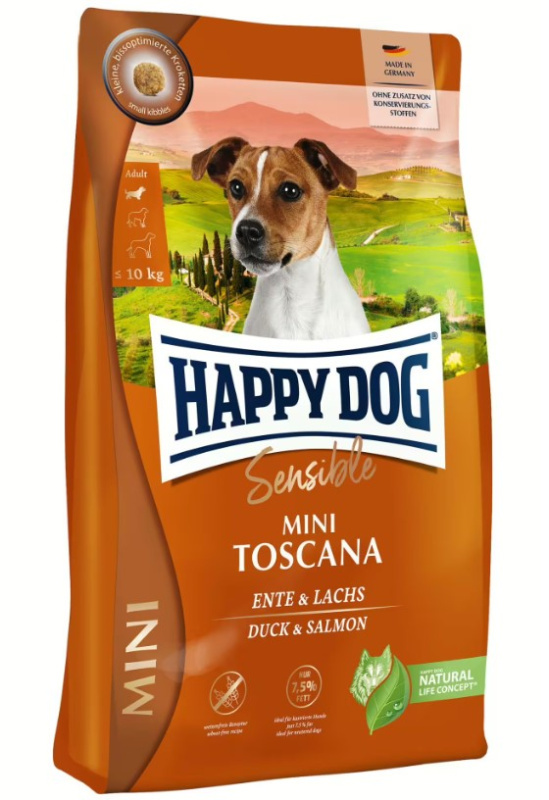 Каталог Сухой корм для собак HAPPY DOG Supreme Mini Toscana (утка, лосось) для собак