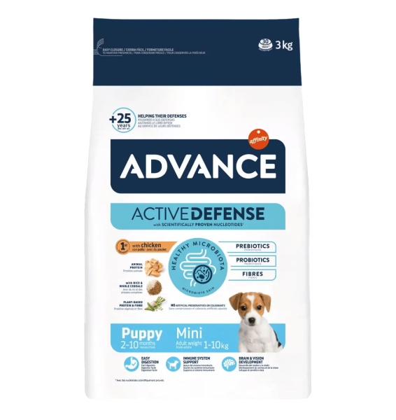 Еда для мелких щенков Сухой корм для щенков мини пород Advance Dog Mini Puppy Protect (курица)