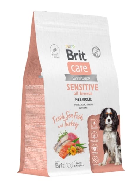 Сухой корм для собак Сухой корм для собак Brit Care Dog Adult Sensitive Metabolic (рыба, индейка)