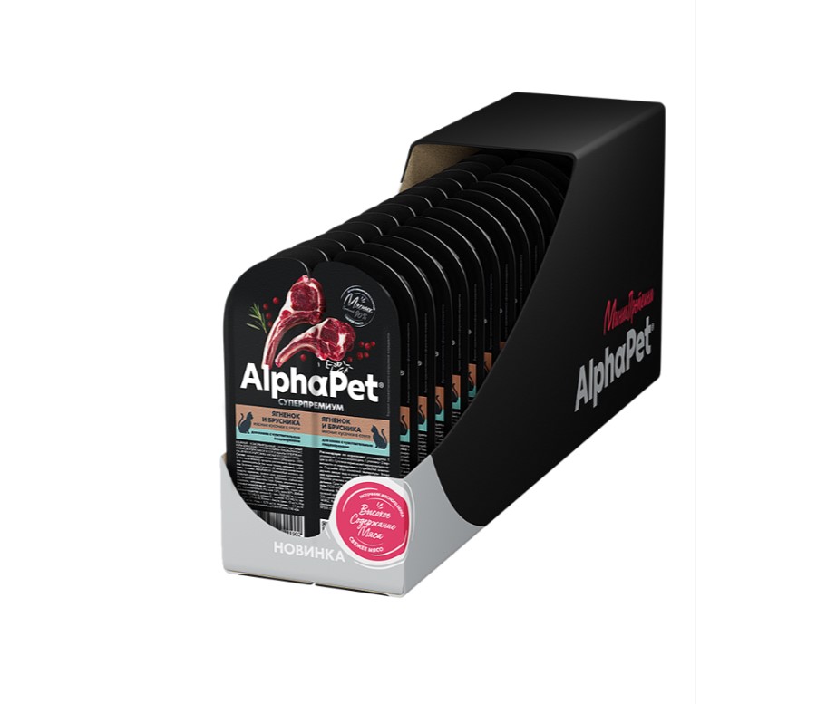 Влажный корм для кошек AlphaPet Superpremium Adult Cat в соусе (ягненок, брусника)