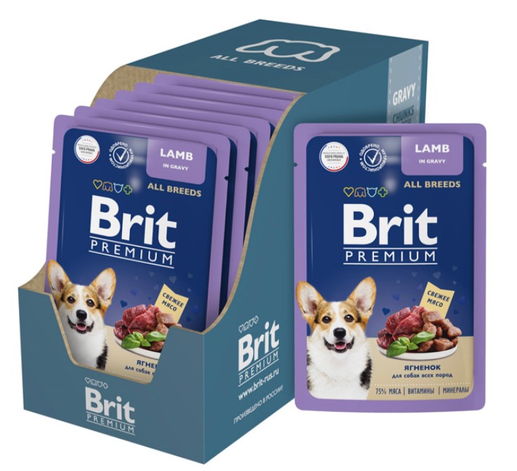 Brit Premium Пауч для взрослых собак всех пород (ягнёнок в соусе)