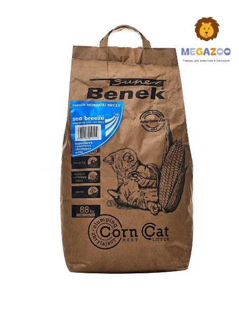 Растительный наполнитель для туалета Super Benek Corn Cat Морской бриз