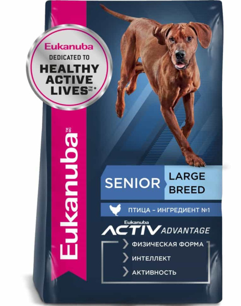 Питание для старых собак Сухой корм для собак Eukanuba Senior 7+ Large (птица)
