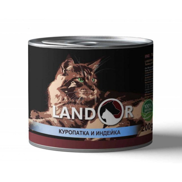 Еда для кошек для кошек LANDOR Adult Cat (индейка, куропатка)