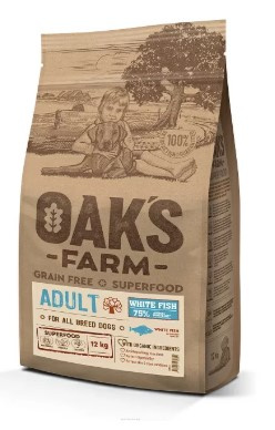 Каталог Сухой корм для собак OAK'S FARM Grain Free Adult All Breed Dogs (белая рыба) для собак