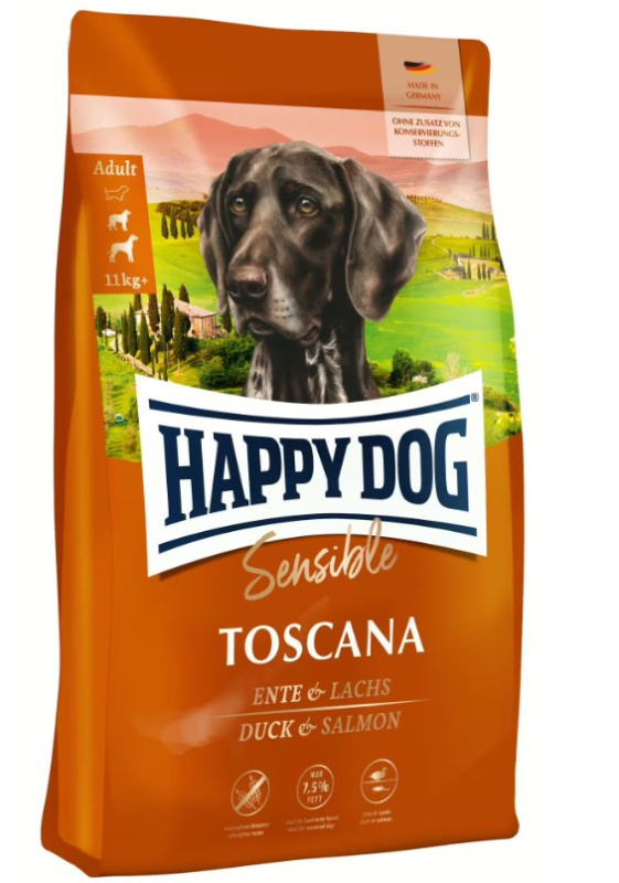Каталог Сухой корм для собак HAPPY DOG Sensible Toscana (утка, лосось) для собак