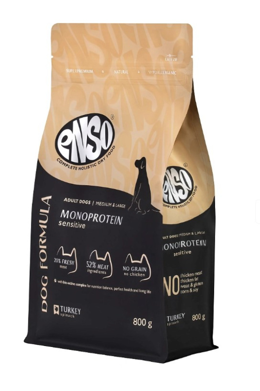 Сухой корм для собак Enso Dog Formula Monoprotein Adult Medium/Maxi (индейка, шпинат)