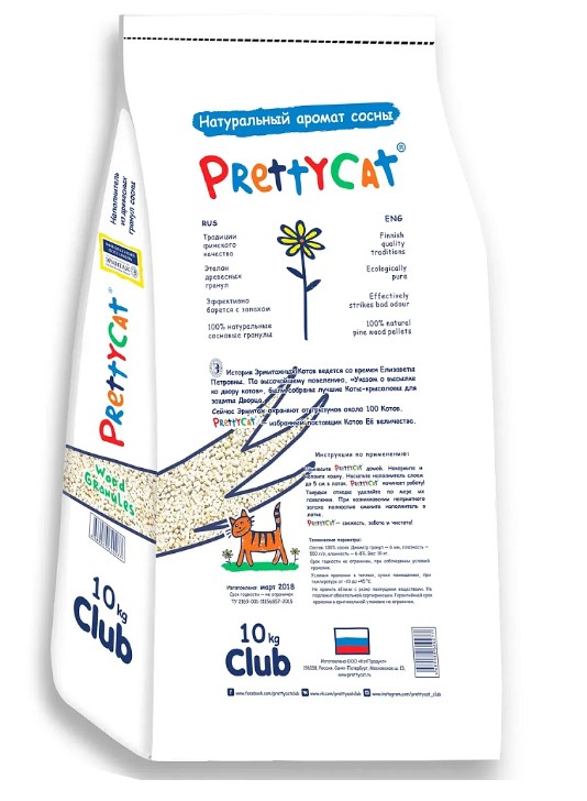 Наполнитель PrettyCat впитывающий древесный Wood Granules