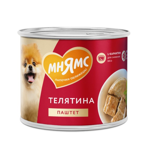 Влажный корм Мнямс Паштет из телятины для собак всех пород «ФИТНЕС»