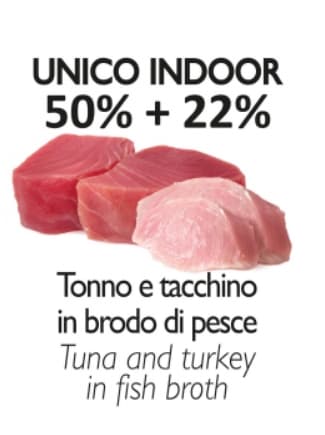 Консервы для котят Unica Natura UNICO INDOOR (Ломтики тунца и индейки)