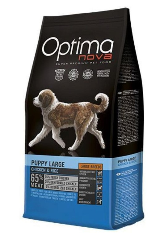 Сухой корм для щенков крупных пород Optima Nova Puppy Large (курица, рис)