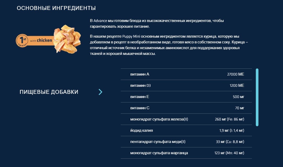 Еда для мелких щенков Сухой корм для щенков мини пород Advance Dog Mini Puppy Protect (курица)