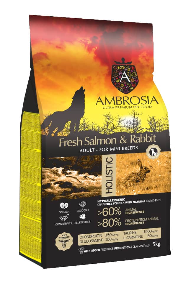 Сухой корм для собак Ambrosia Grain Free Dog Adult Mini Sensitive (лосось, кролик)