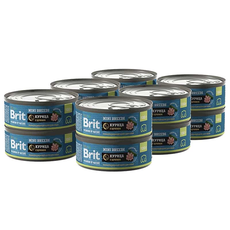 Консервированный корм для собак Brit Premium Dog (курица, цукини) 