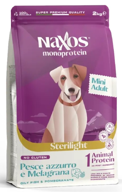 Каталог Сухой корм для собак мелких пород Adragna Naxos Adult Mini Sterilight (рыба, гранат) для собак