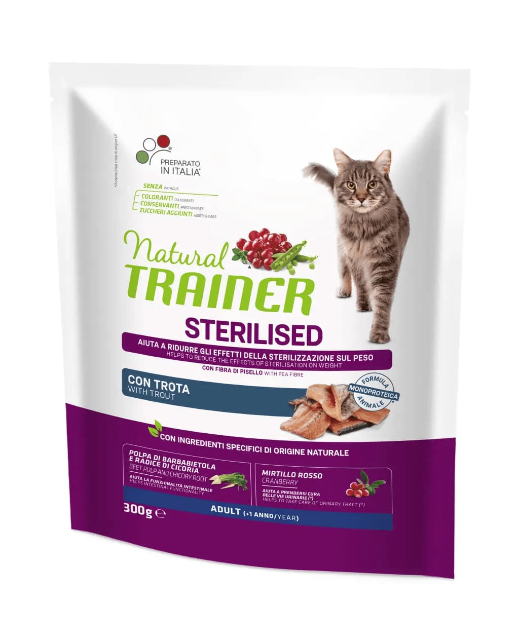 Сухой корм для кошек с чувствительным пищеварением Trainer Natural Adult Cat Sterilised (форель)