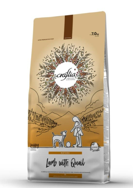 Еда для щенков CRAFTIA NATURA Puppy Medium&Large (ягненок, перепелка)