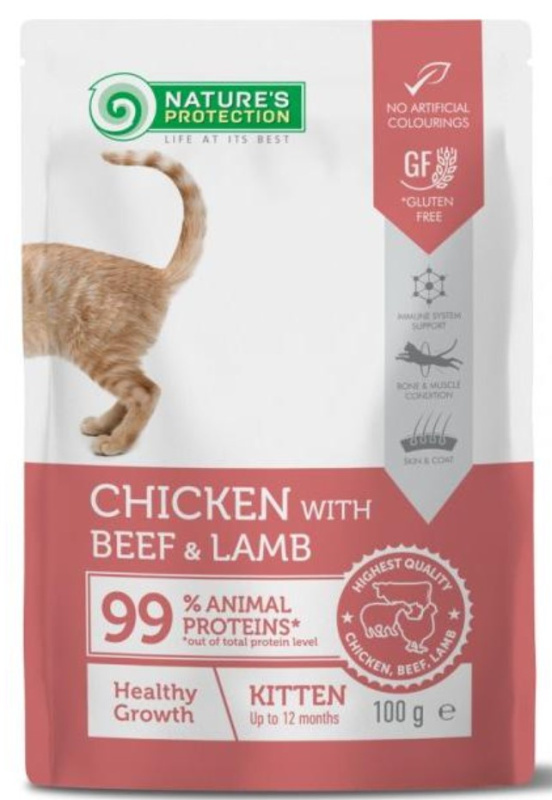 Влажный корм для котят Nature's Protection Healthy Growth Kitten (курица, говядина, ягненок)