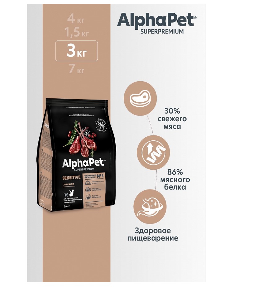 Сухой корм для кошек AlphaPet Superpremium Adult Cat (ягненок)