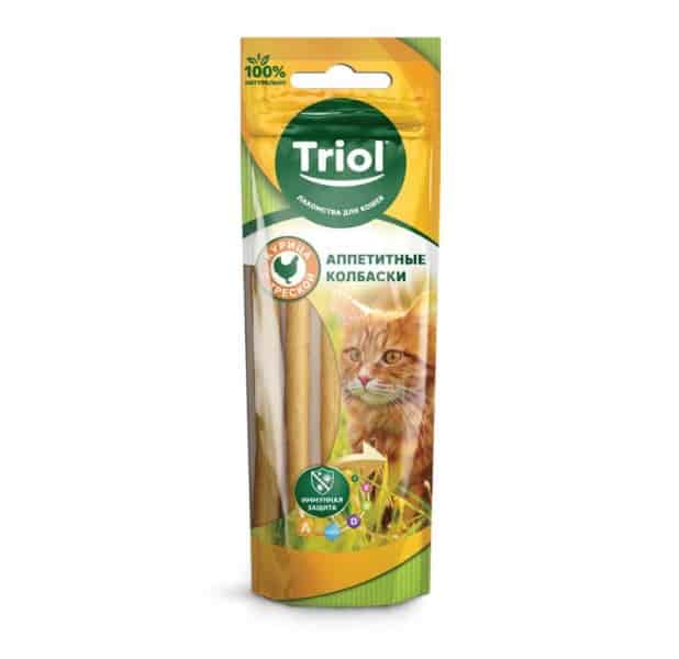 Аппетитные колбаски для кошек из курицы с треской TRIOL PT31 40 гр (20171004)